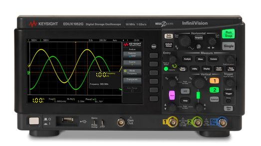 Keysight EDUX1052G Oscilloscope: 50 MHz, 2 Analog Channels, with a Built-in Waveform Generator