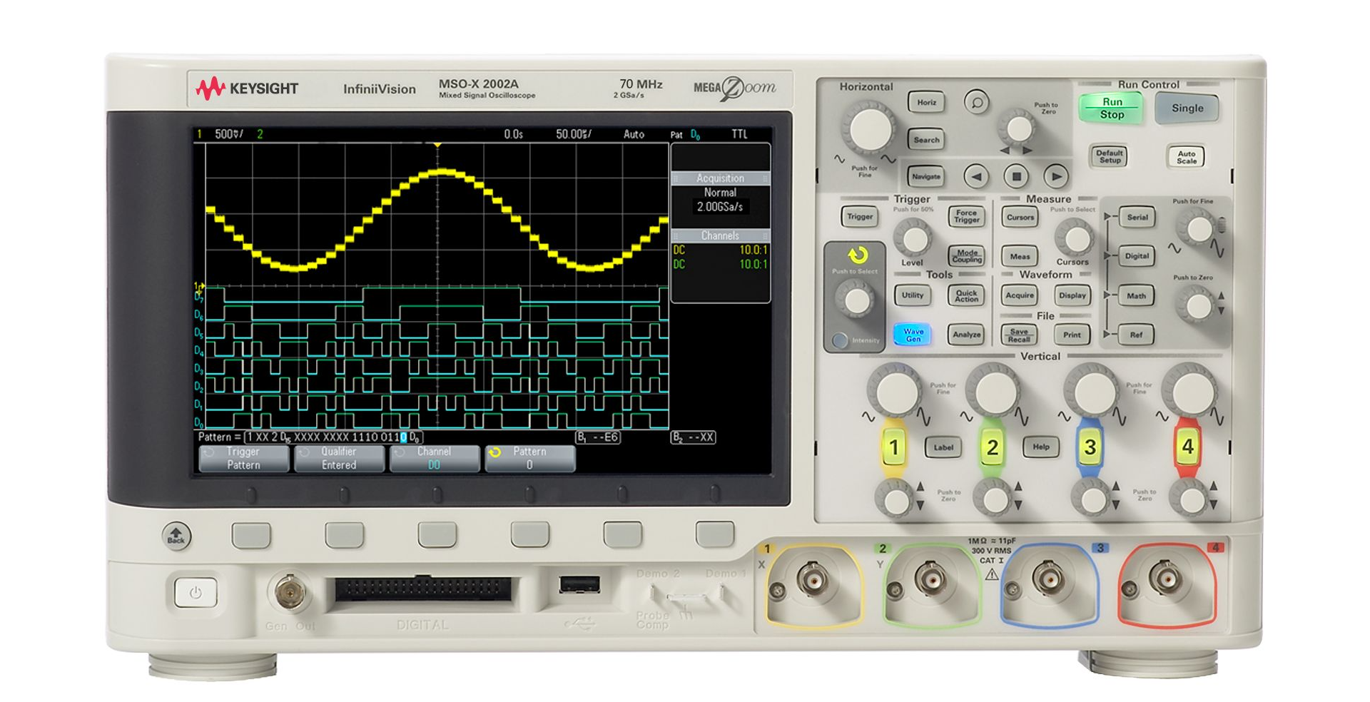 MSOX2002A Mixed Signal Oscilloscope: 70 MHz, 2 Analog Plus 8 Digital Channels
