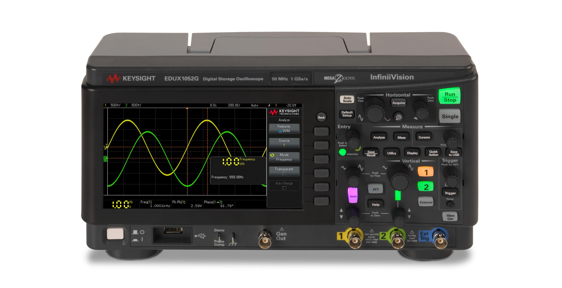 EDUX1052G Oscilloscope: 50 MHz, 2 Analog Channels, with a Built-in Waveform Generator - Image 2